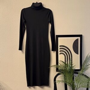 Zara Black Long Sleeve Ribbed Dress